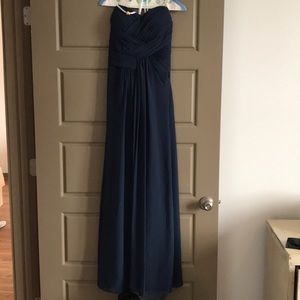 Navy Sweet Heart Shaped Floor Length Dress